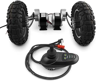 10 Inch Dual Drive Inflated Wheel Conversion Kit Joystick for Barrow Trolley Flatbed Cart Wheelchair(Max 11kph)