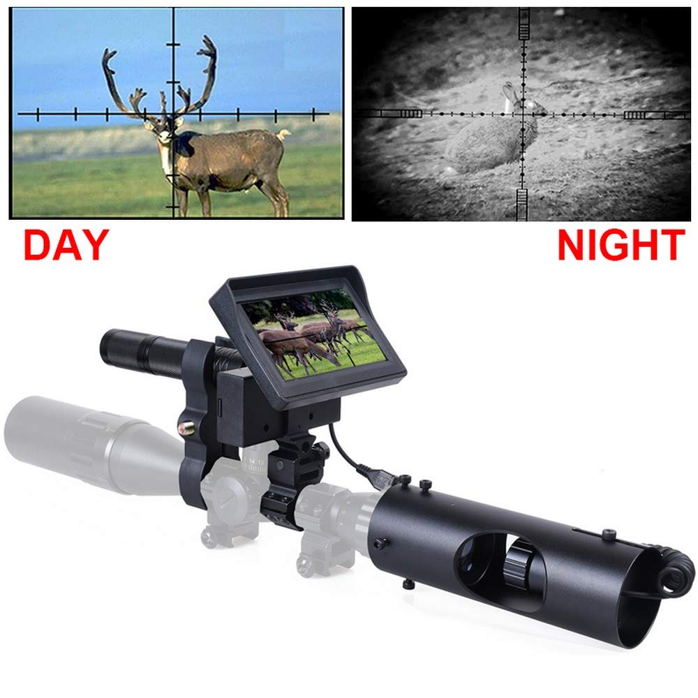Lunettes De Vision Nocturne HD, Viseur Optique De Chasse en Plein Air 720p, Lunettes De Vision Nocturne Numériques Infrarouges Professionnels avec Pare-Soleil