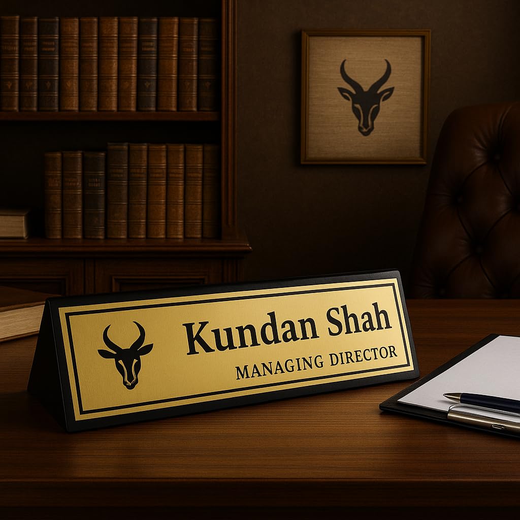 Personalized Acrylic Desk Name Plate - Custom Office Name Signage, Elegant Gift for Doctors, Advocates & Professionals (10x2.5 inches, Clear & Durable) (Brushed Gold) — Amazon image 6