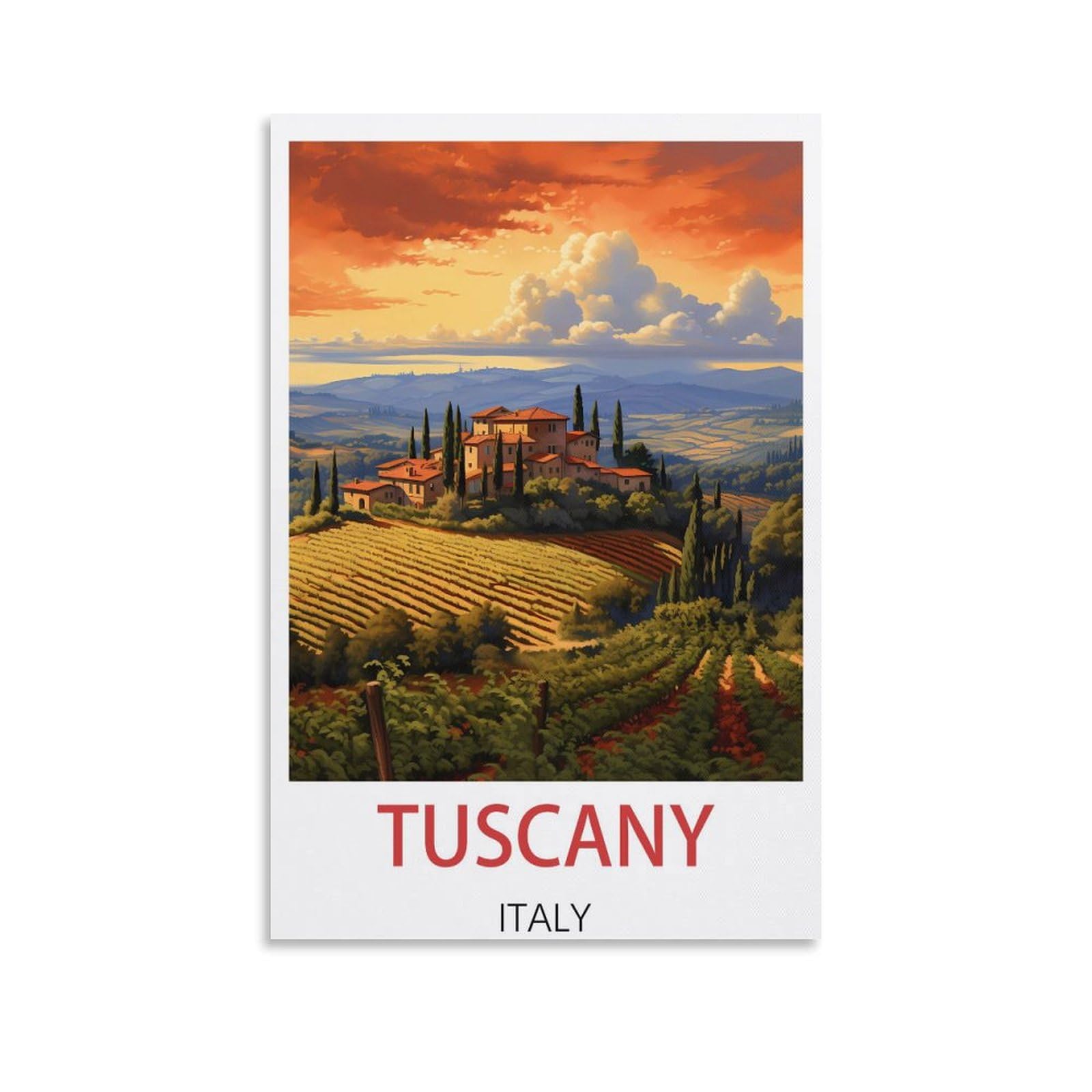 Losnabo Unframe-Style Tuscany Italy Vintage Travel Poster 08X12inch(20X30cm) Canvas Wall Poster And Art Picture Print Modern Home Bedroom Decor