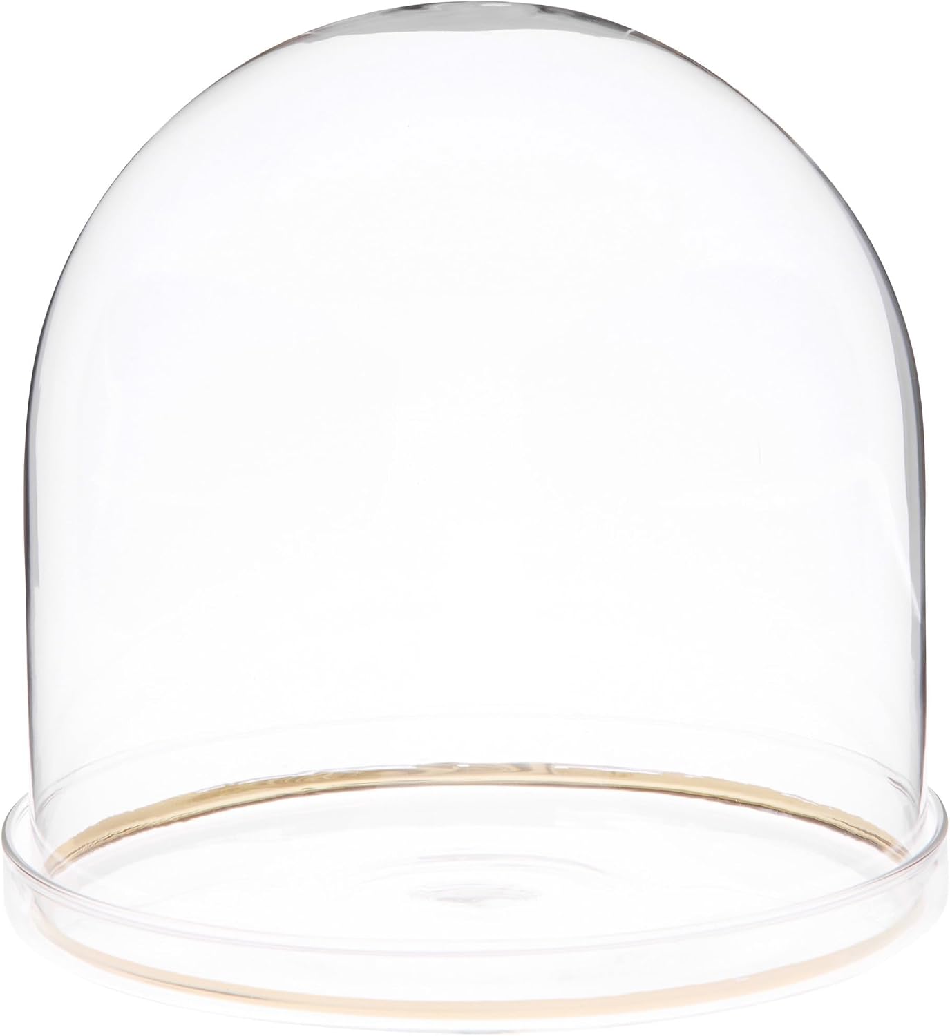 Plymor 5.5" x 5.5" Glass Display Dome Cloche with Gold Rim (Clear Glass Tray Base)