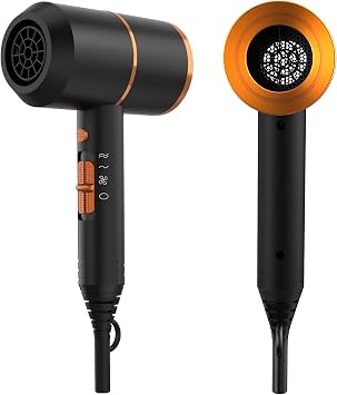 Hair Dryer with Diffuser, 2000W Hairdryers for Women Men, Powerful Portable Ionic Hairdryer for Curly Hair and Straight Hair, Blow Dryer with Nozzle for Fast Drying as Salon Black