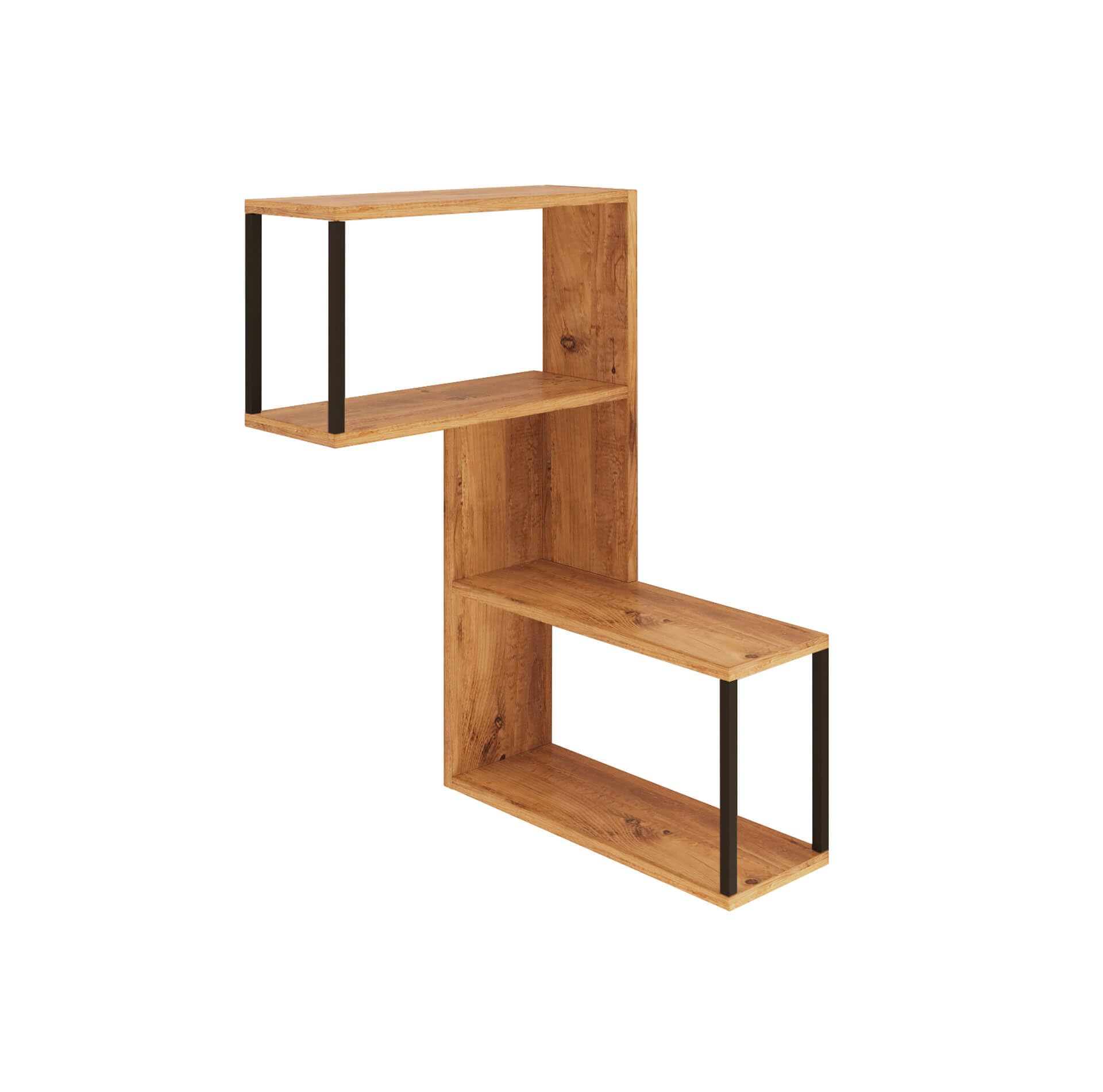 Rebecca Mobili Scaffale ad Angolo, Libreria Angolare Pensile, Marrone Grigio Scuro, Truciolato Ferro, Mensola per Soggiorno o Studio - Misure HxLxP: 85 x 53,5 x 19,5 cm - Art. RE7227