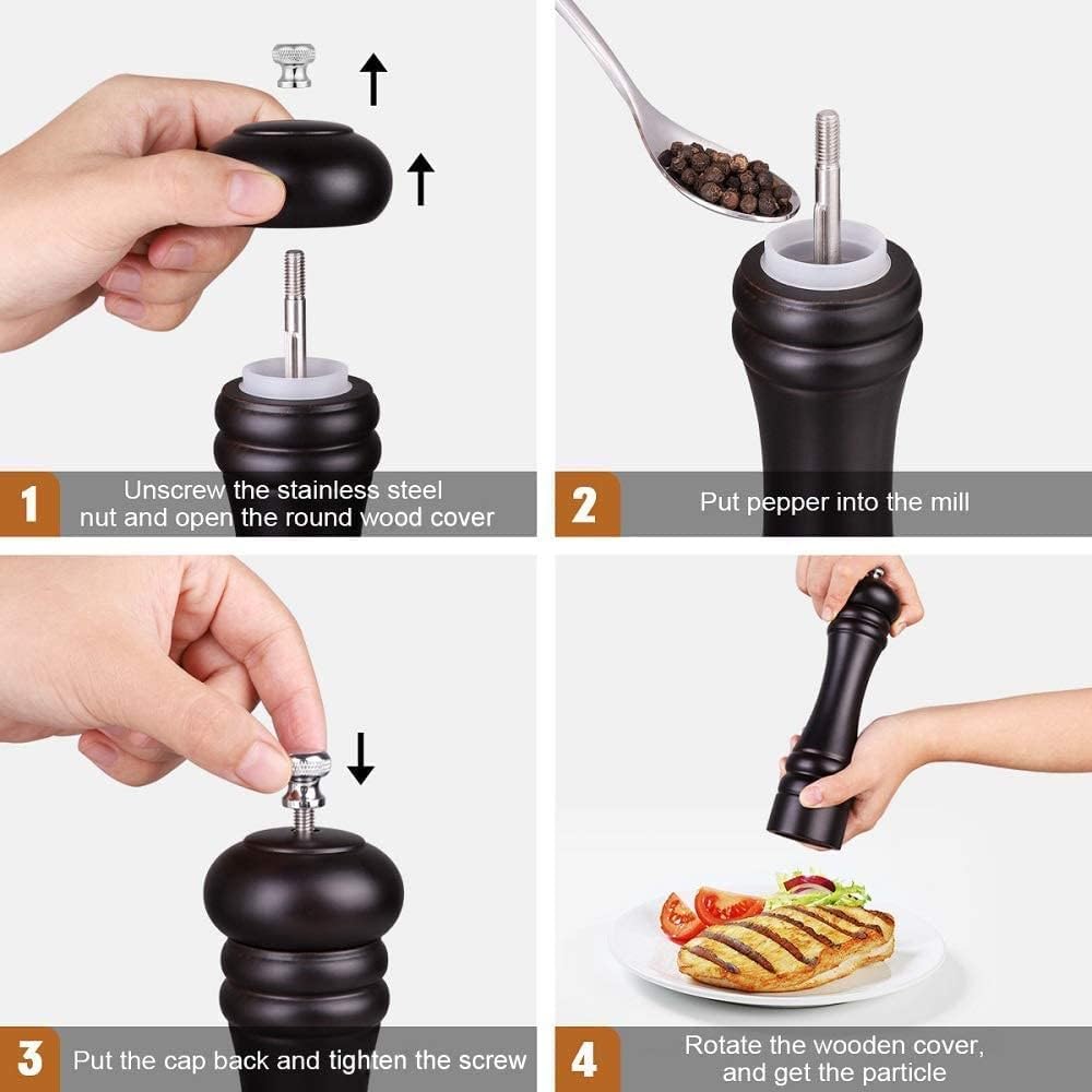 Wooden Salt & Pepper Grinder - Adjustable Coarseness -3