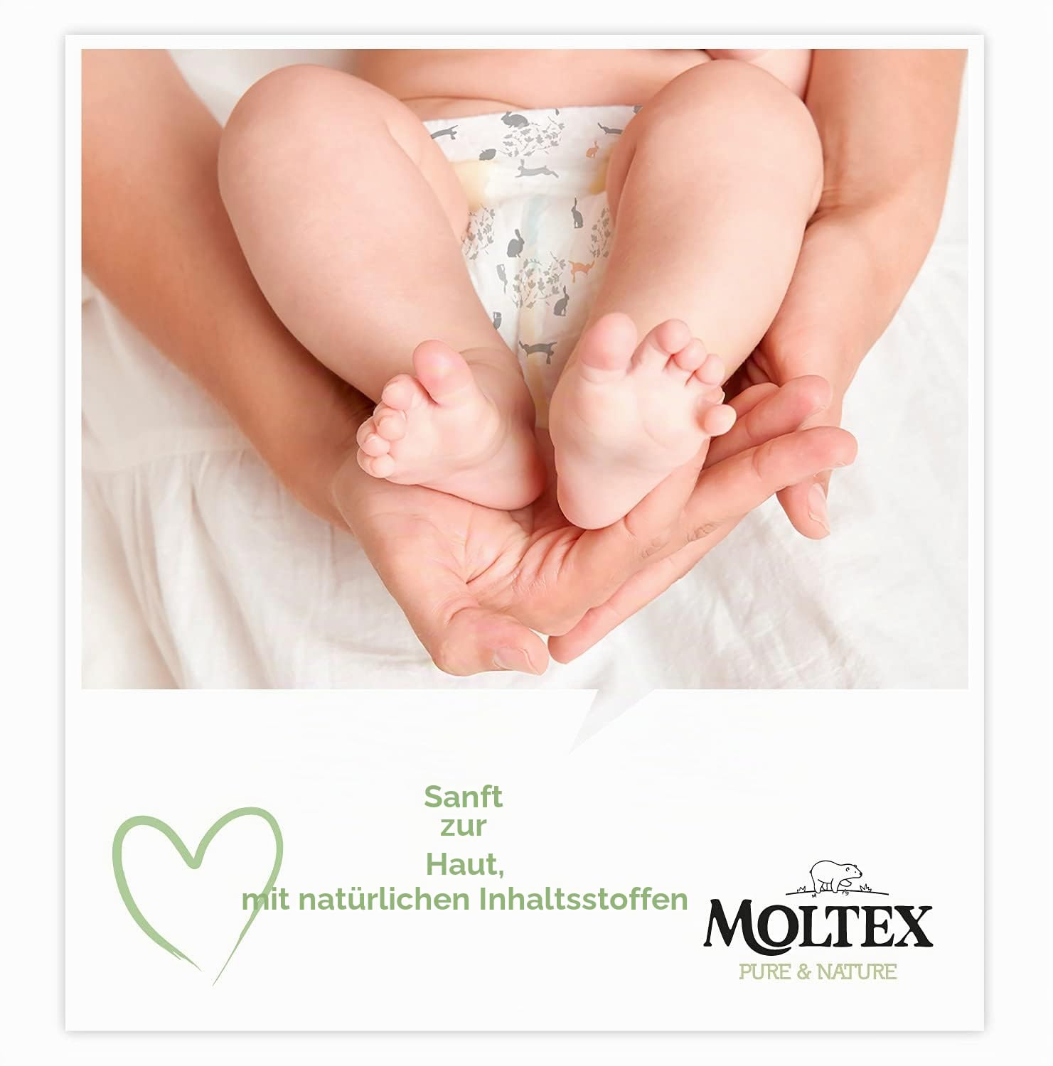 Moltex Pure & Nature Ökologische Windeln, Größe 6 (17-28 kg), 140 Windeln (4 Beutel à 35 Stück), weiß mit gedrucktem Design