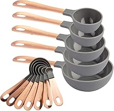Cook with Color 12 PC Measuring Cups Set and Measuring Spoon Set/Copper Coated Stainless Steel Handles/Nesting Kitchen Measuring Set/Liquid Measuring Cup Set/Dry Measuring Cup Set (Gray)