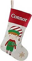 Vista 22 de DearSun Juego de 3, medias de Navidad personalizadas de 18 pulgadas con tecnología de bordado, diseños de Papá Noel, muñeco de nieve y renos