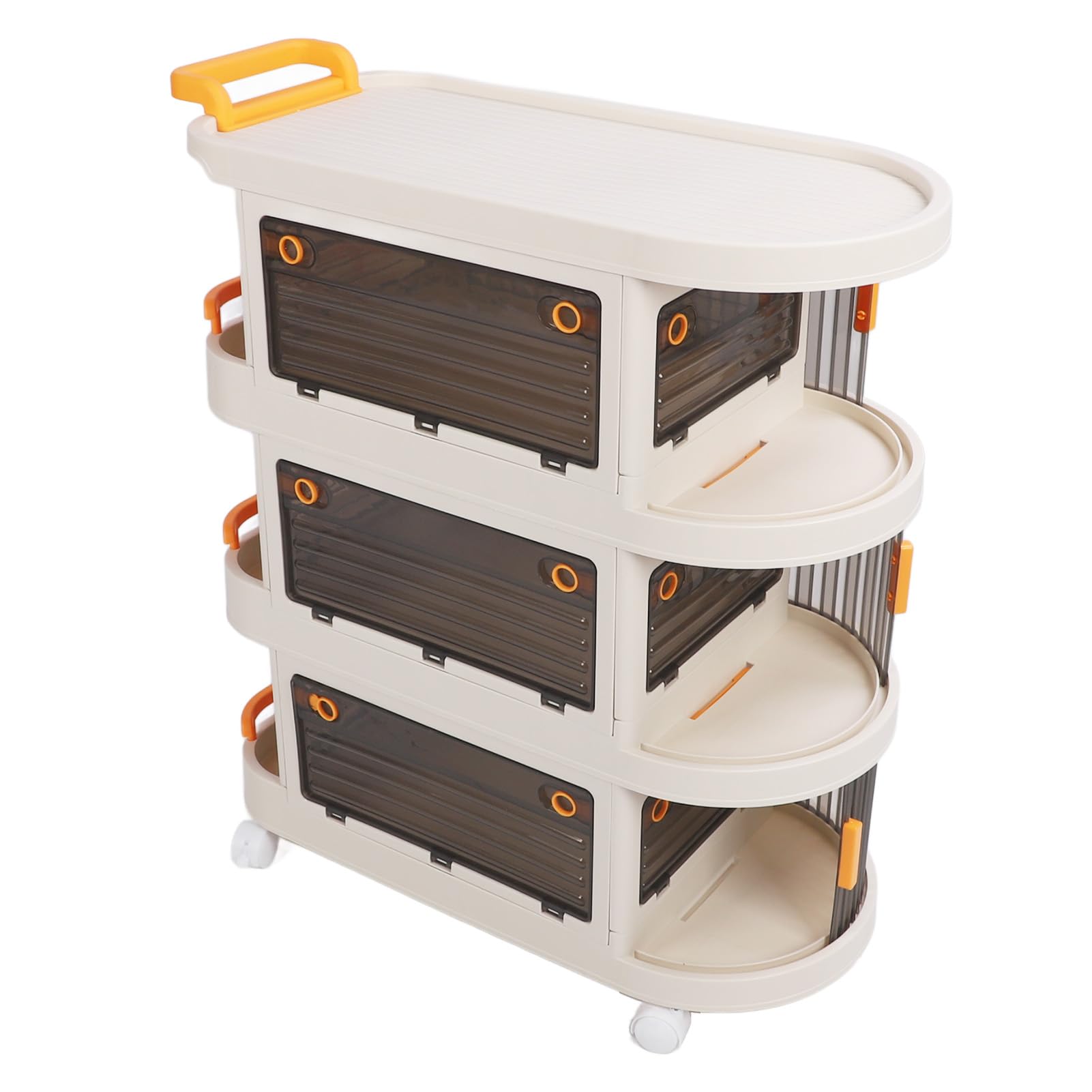 Rengue Carrito Utilitario con Ruedas, Organizador con Asa, Material PP, Panel Transparente con Ruedas, para Carrito Utilitario con para Cocina y Baño, Almacenamiento de Varios Niveles para el Hogar