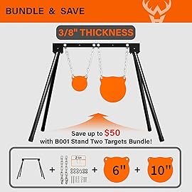 Highwild AR500 Steel Targets System 3/8 Inch Thick Complete Steel Shooting Targets with Stand, 6 + 10 Shooting Gongs with 1 Stand & 2 Mounting Kits