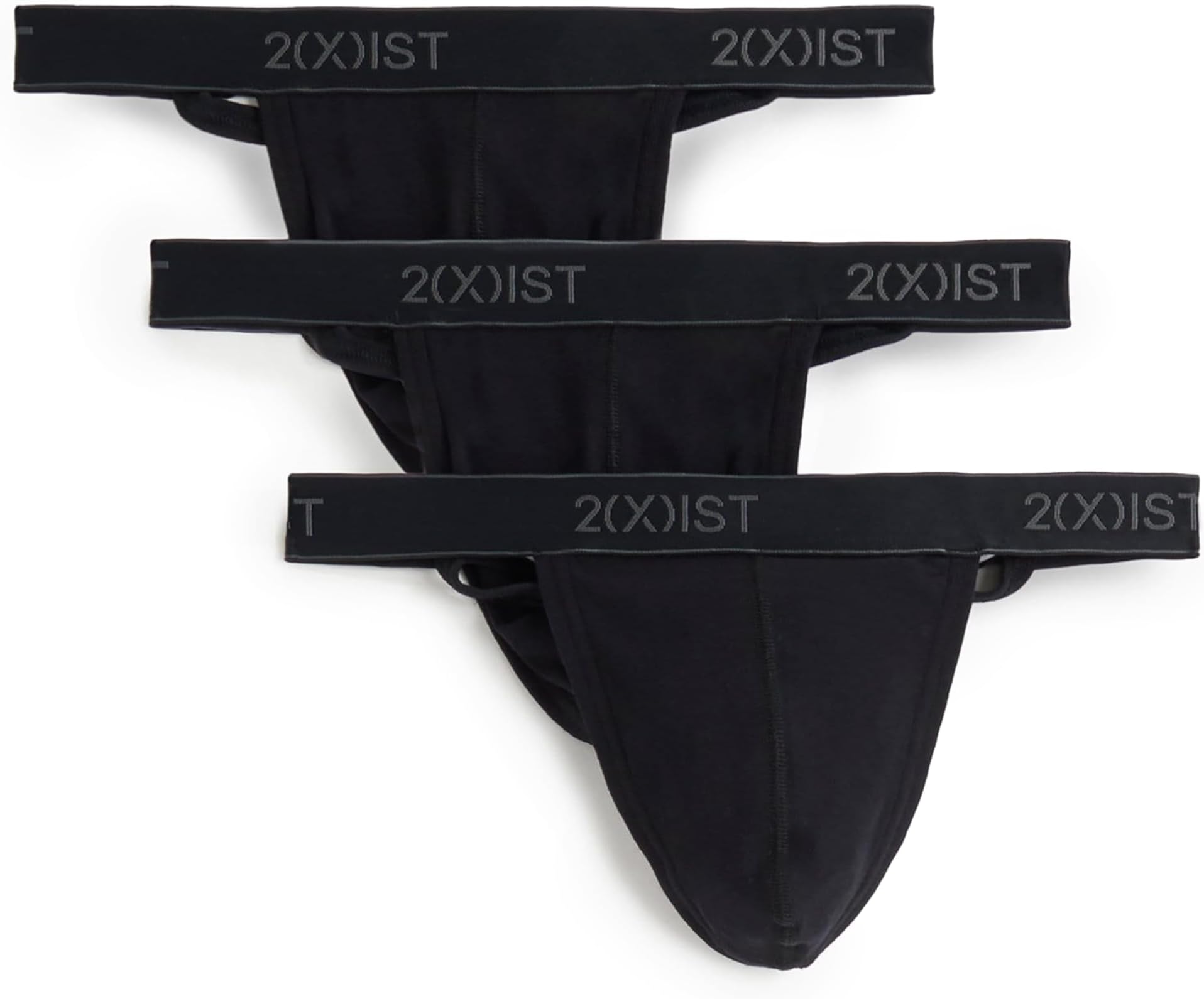 2(X)IST メンズ エッセンシャル コットン 3パック Yバック Tバック US サイズ: Large カラー: ブラック