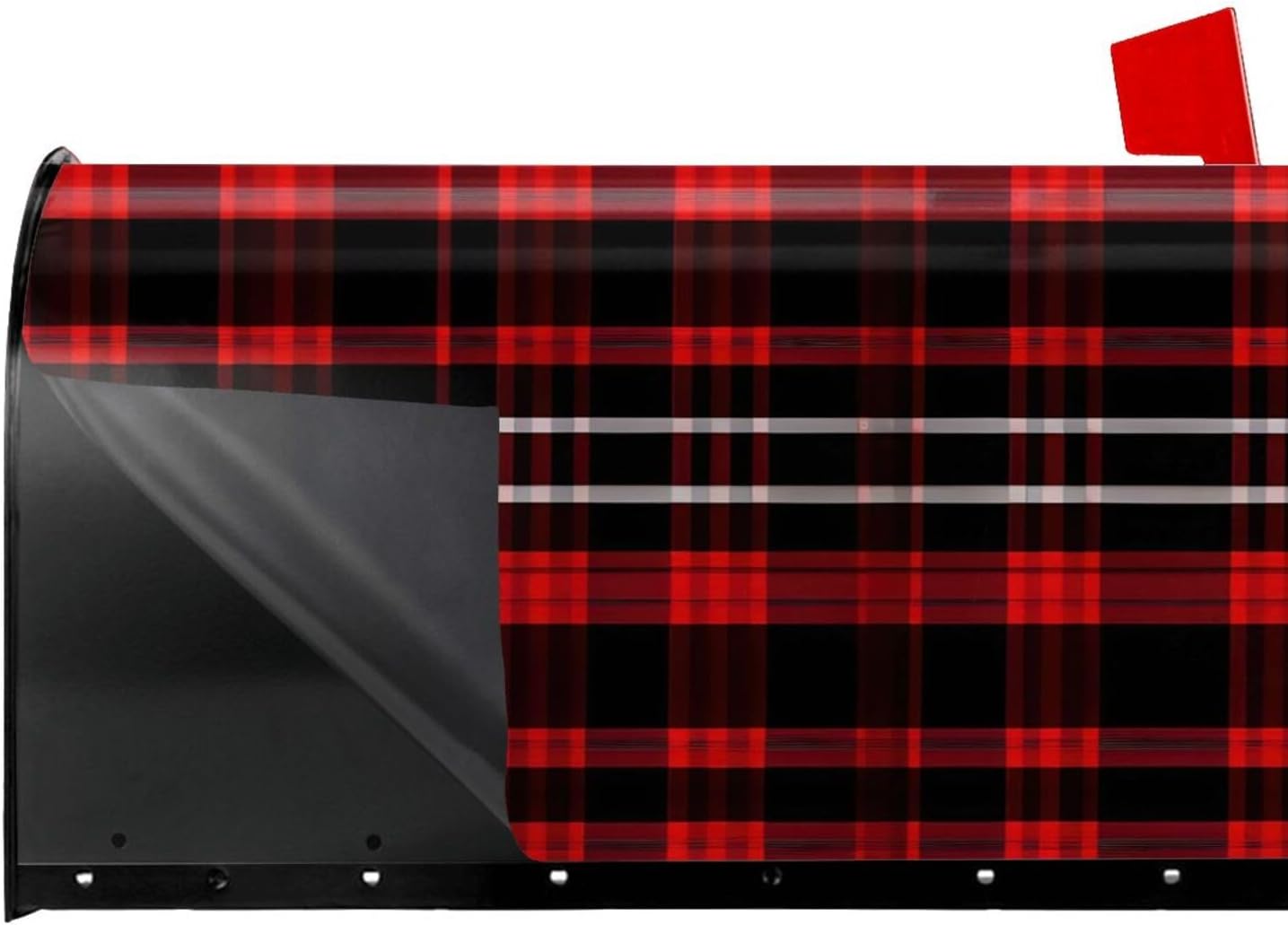 Plaid Red and Black Mailbox Covers Magnetic Post Box Cover Wraps Standard Size 21x18 Inches for Garden Yard Decor