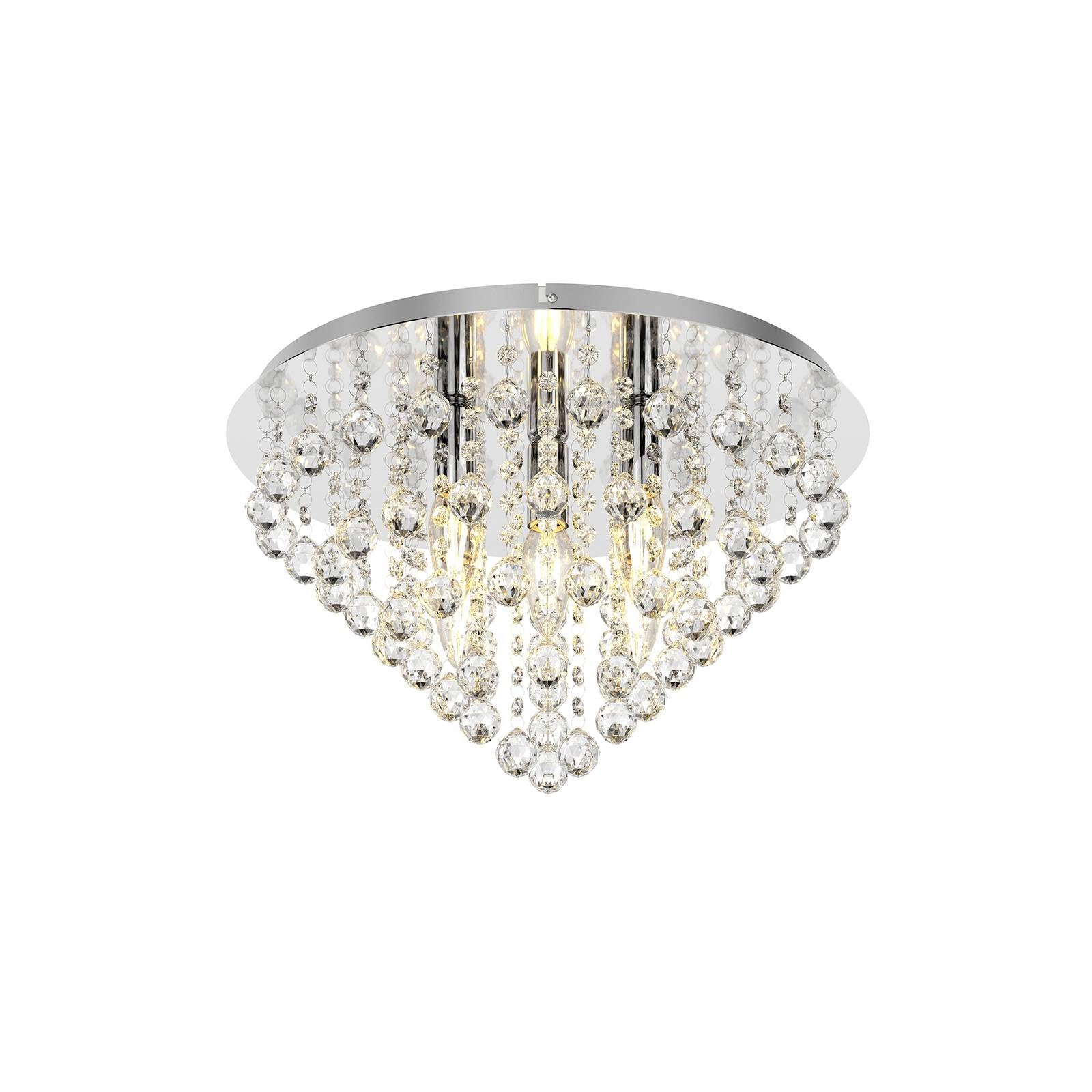 Lindby Ceiling Light Annica, Round, Chrome, Metal, Ø 46Cm