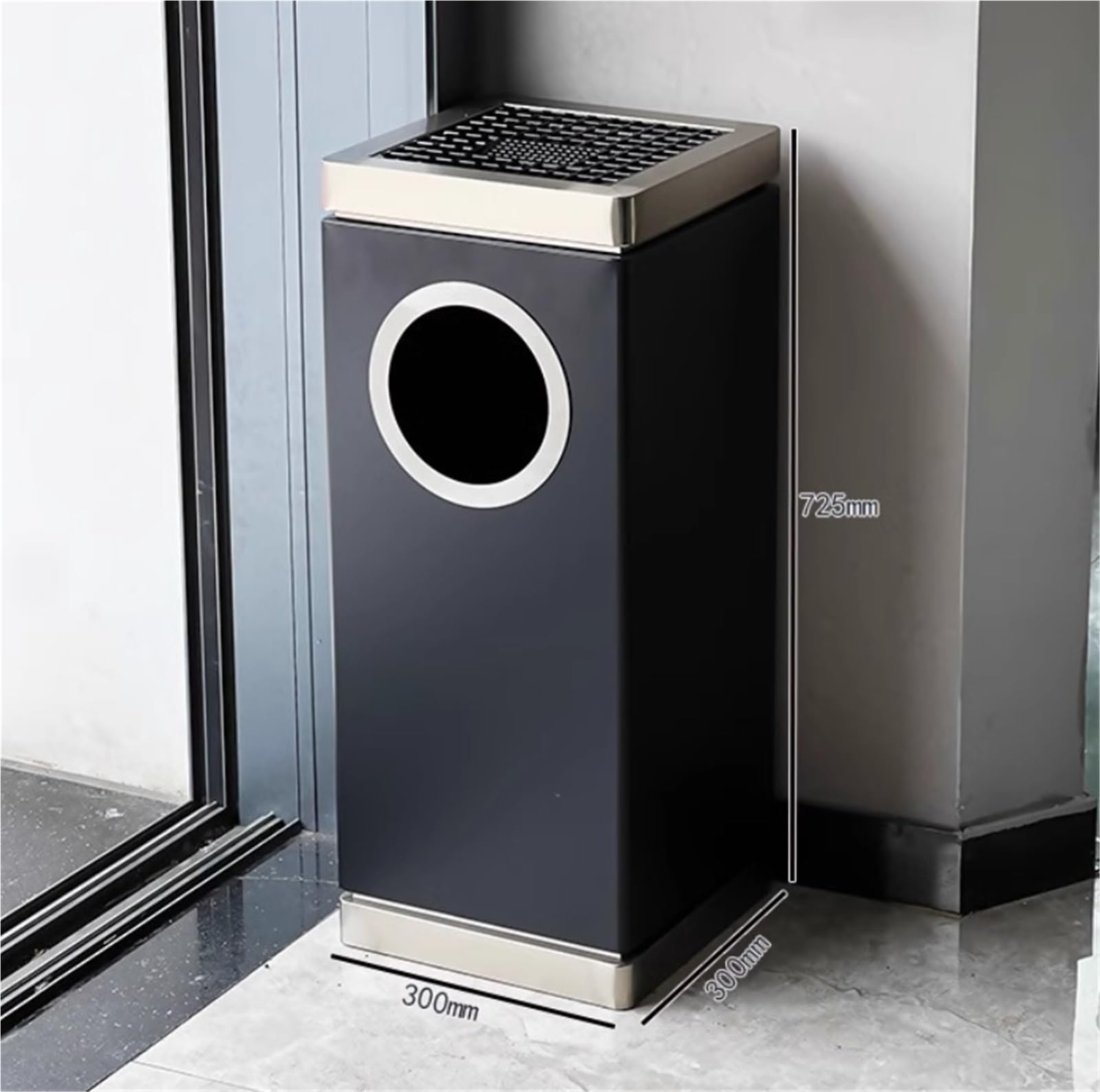 Bidone Raccolta Pattumiere for Esterni Pattumiere Verticali for Hall Pattumiere con Serratura Posacenere da Pavimento Pattumiera(Black)
