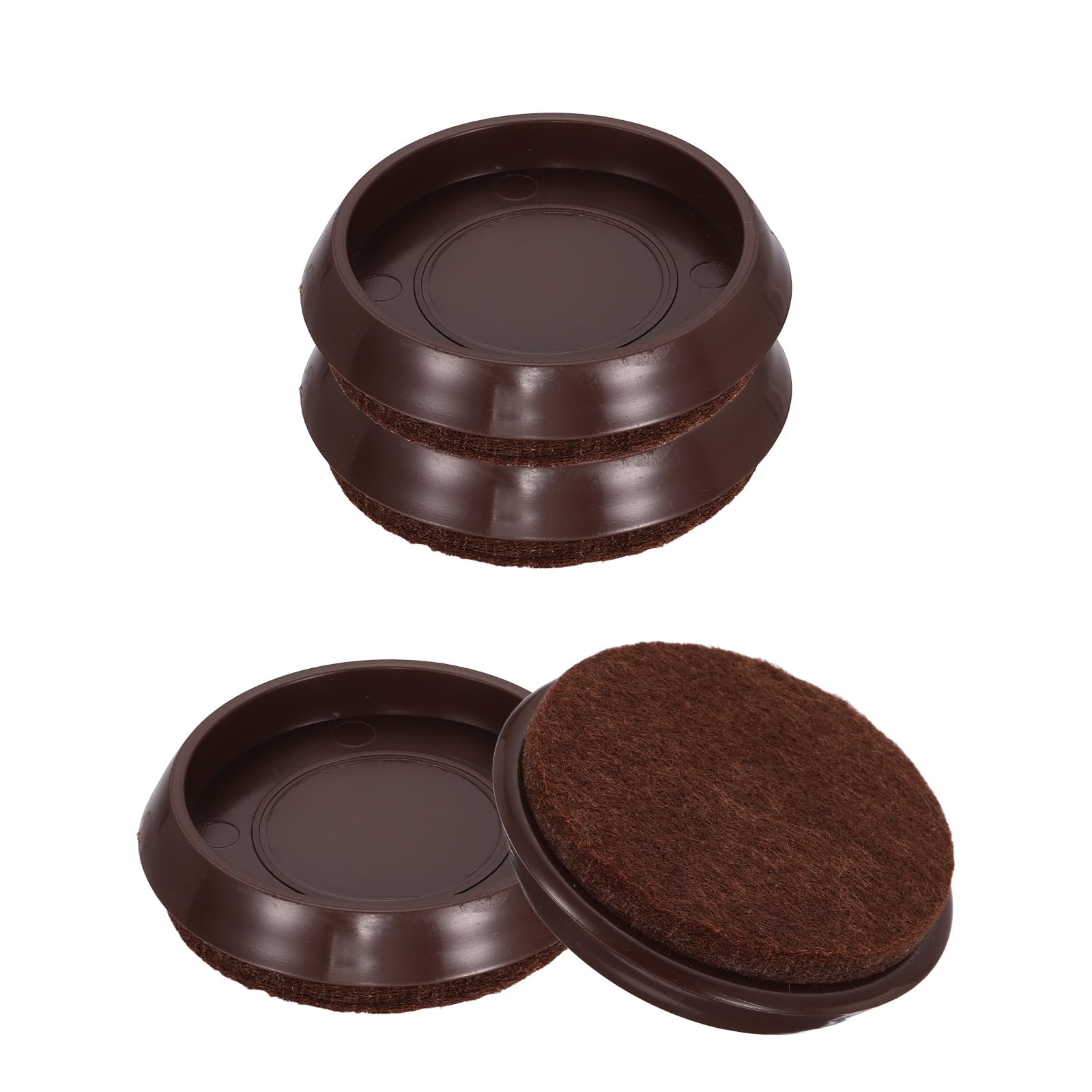 sourcing map Furniture Pads, 4 Pcs 1-3/4" Furniture Moving Pads Round Chair Legs Floors Protectors with Felt for Carpet Hardwood Floor Heavy Furniture, Brown