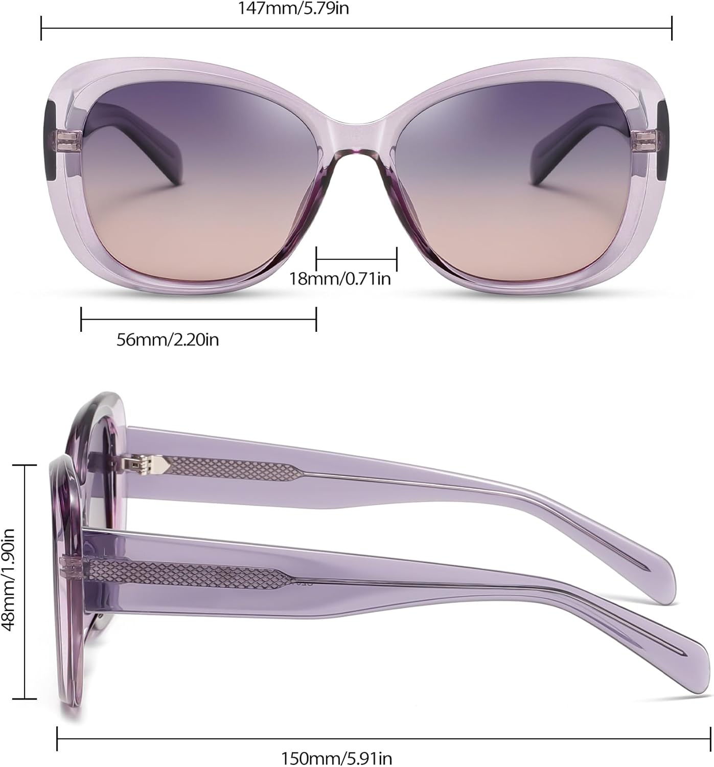 Joopin Oversized Acetate Sunglasses Polarized UV Protection Trendy Butterfly Shades for Women Ladies Sun Glasses - Image 5