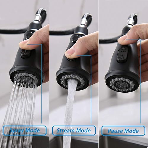 Miniatura 8 de Grifo de cocina sin contacto con rociador abatible, 20 grifos de fregadero de cocina individuales con rociador extraíble, un solo mango de arco alto