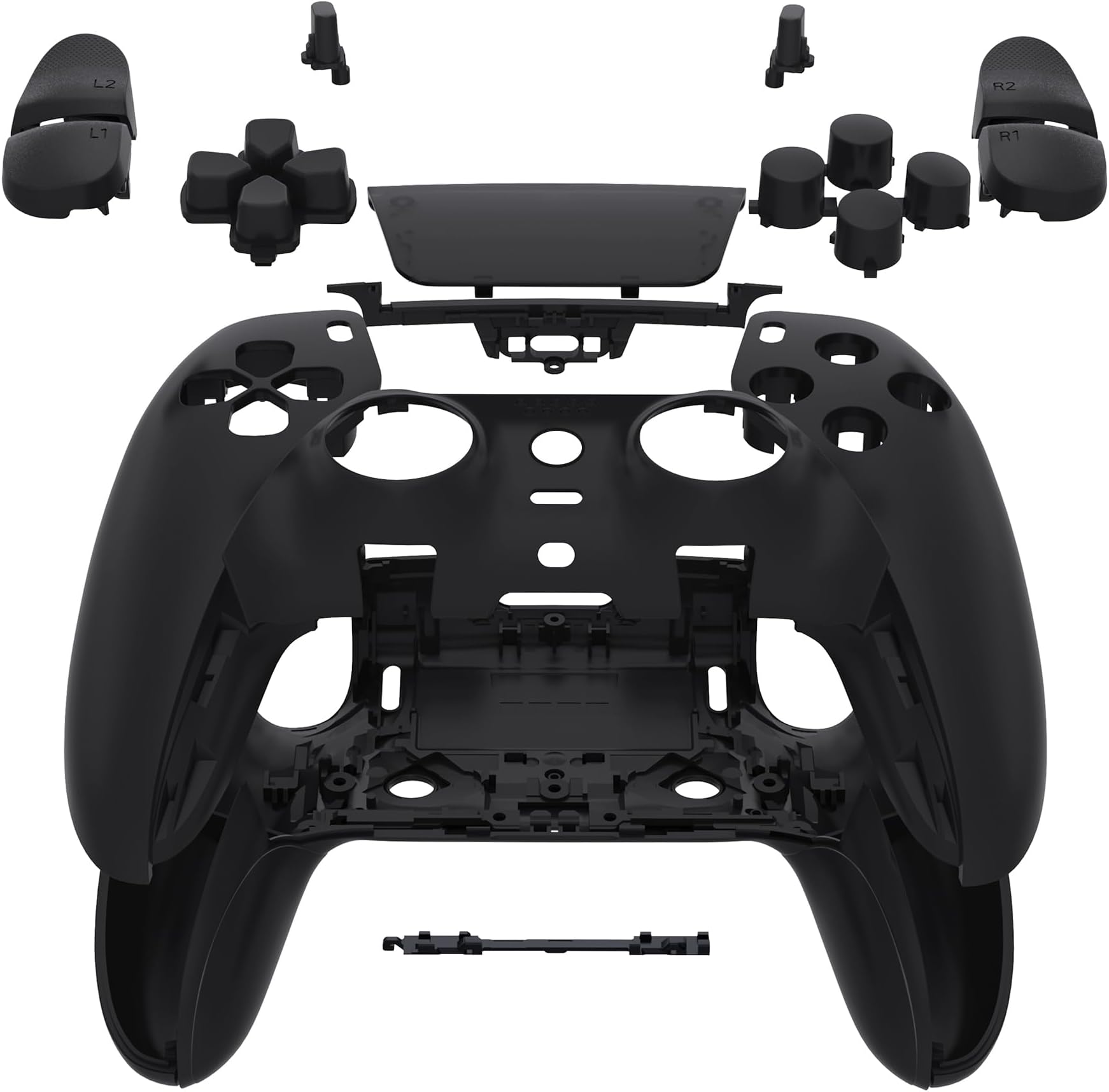 - Full Set Shell with Buttons Touchpad Cover Compatible with ps5 Edge Controller, Black Custom Replacement Decorative Trim Shell Front Back Plates Compatible with ps5 Edge Controller