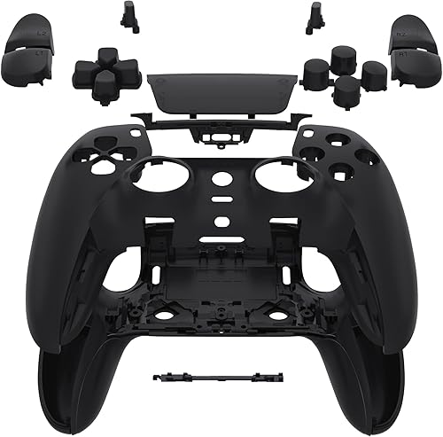 eXtremeRate Full Set Shell with Buttons Touchpad Cover Compatible with ps5 Edge Controller, Black Custom Replacement Decorative Trim Shell Front