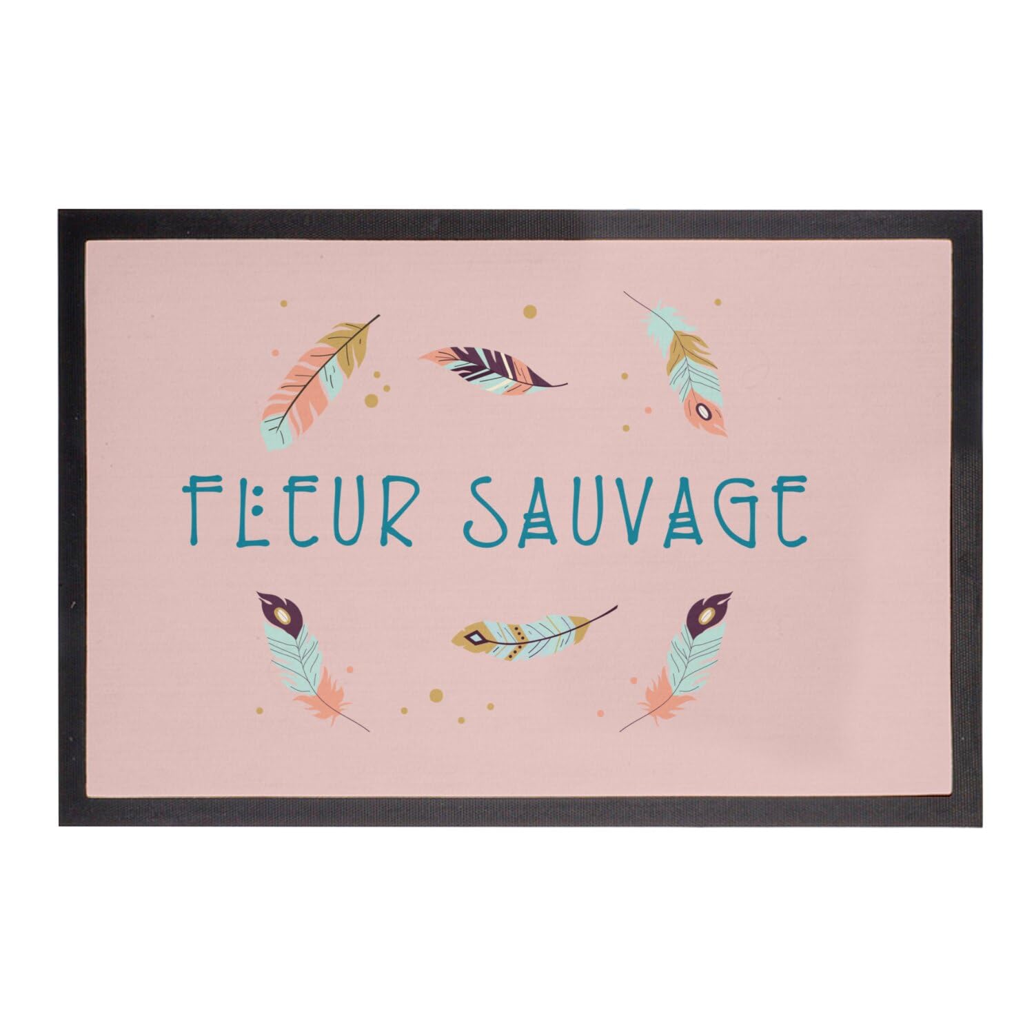 Paillasson rose fleur sauvage bohème 75x50cm pour une entrée accueillante