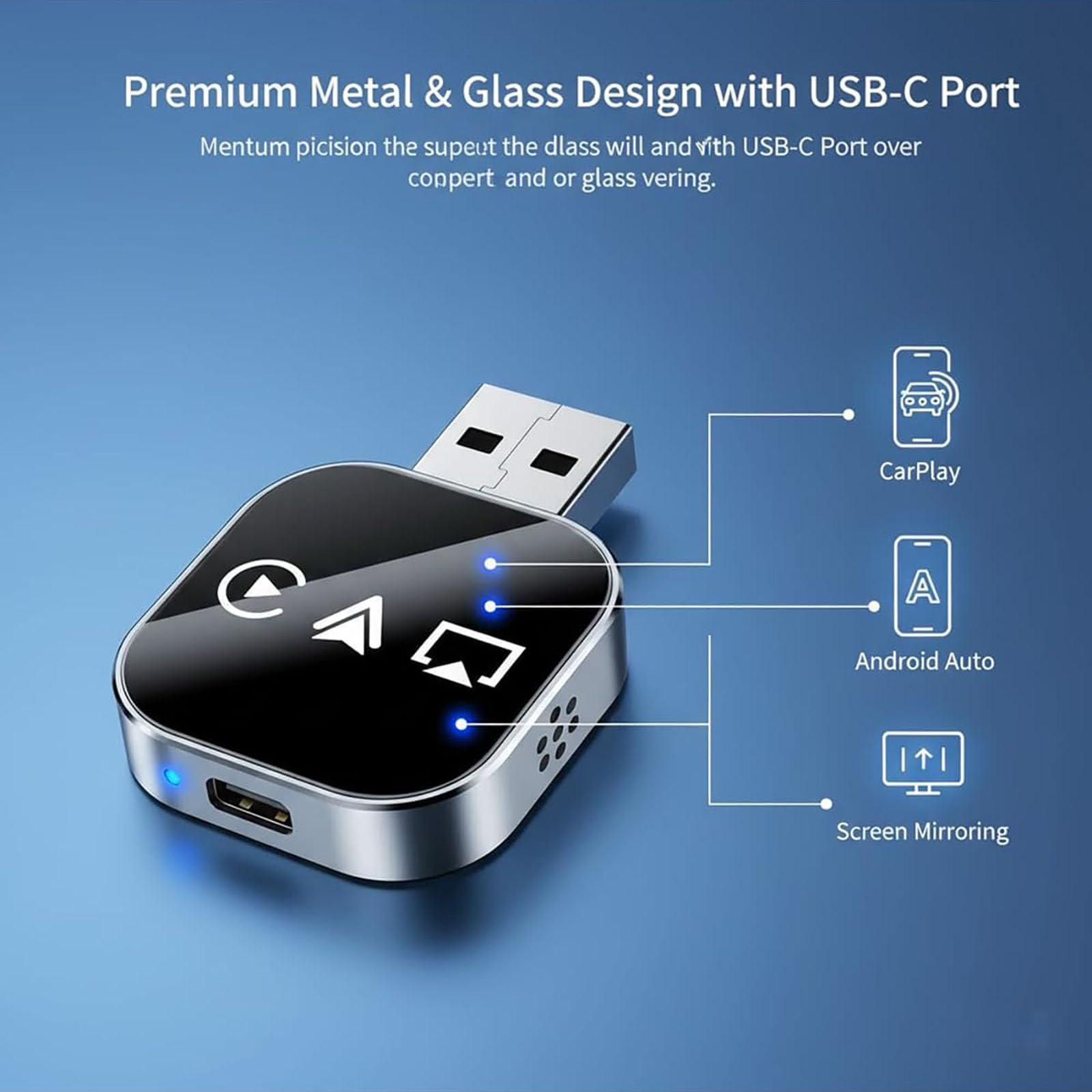 Adattatore 3 in 1 Kivont, Adattatore per auto 3 in 1 Kivont, Dongle CarPlay wireless aggiornato al 2026 con WiFi 2,4/5 GHz e Bluetooth 5.0, Plug and Play (for iPhone)