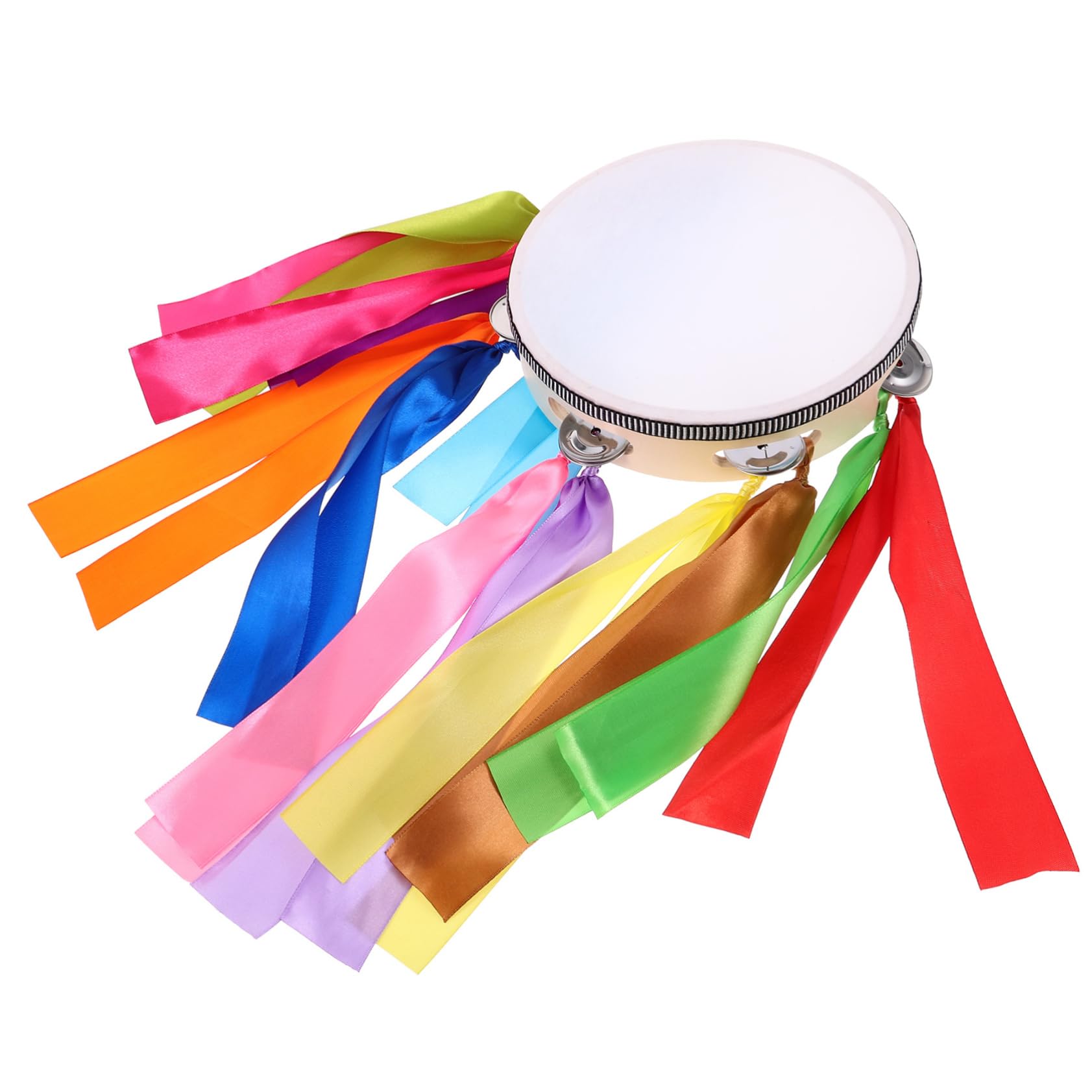 Holibanna Hand Drum with Bells Ribbons Sturdy Design for Sports Events Dance Performances and Party Cheering Props Tambourine for Stage Use