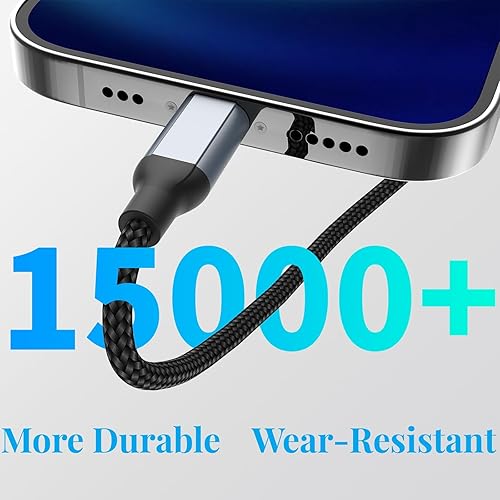 Miniatura 6 de Cable de carga para iPhone de 2 pies, paquete de 2 cables USB a Lightning certificado MFi de 2 pies para automóvil, cable corto trenzado de carga