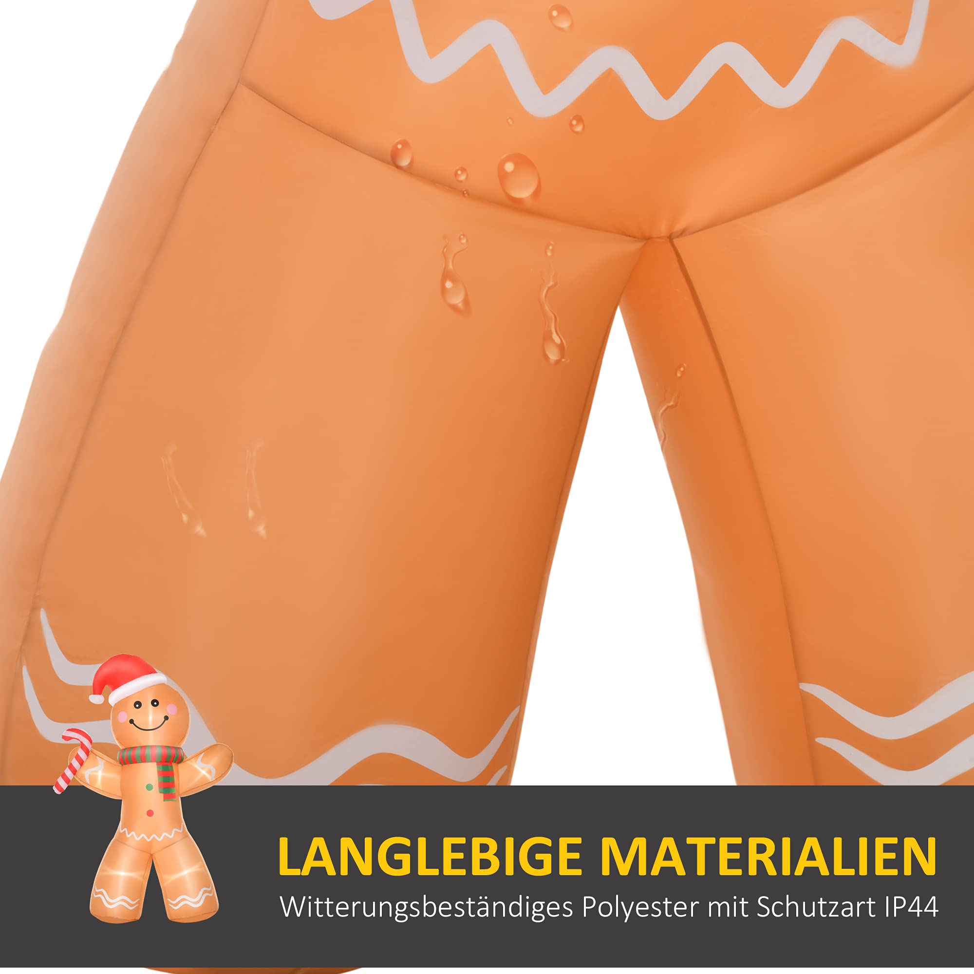 HOMCOM 240 cm Aufblasbare Weihnachtsdeko Aussen Lebkuchenmann Deko