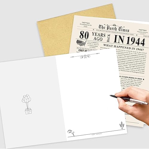 Miniatura 2 de MOCO PAPER Tarjeta de feliz cumpleaños número 80, regalo de decoración de cumpleaños número 80 para papá, mamá, abuelo y abuela, decoraciones de