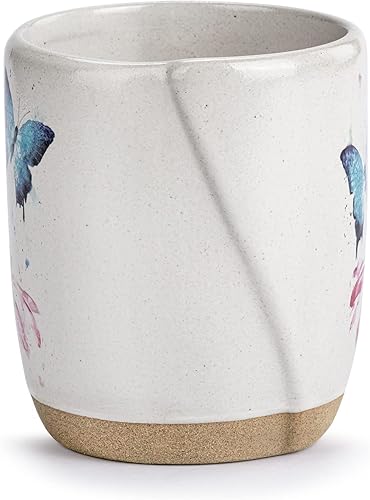 Miniatura 4 de DEMDACO Taza de café de gres de acuarela con diseño de mariposa y crema de equinácea de 14 onzas