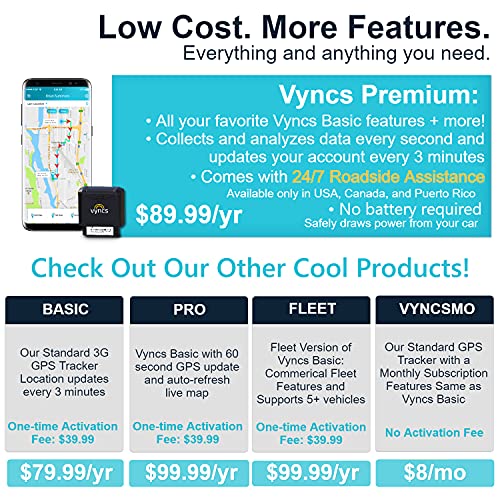 Vyncs Premium: No Monthly Fees Gps Tracker Obd 4G Lte Tracking Device For Cars Vehicle Trips Teen Driver Safety Roadside Assistance Vpobdgps1 #TOP1