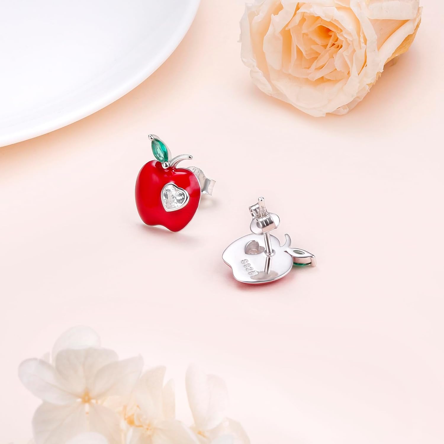 Women Earrings 925 Sterling Silver Football/Airplane/Apple/Animal Dainty Stud Earrings Birthday Gifts - Image 4