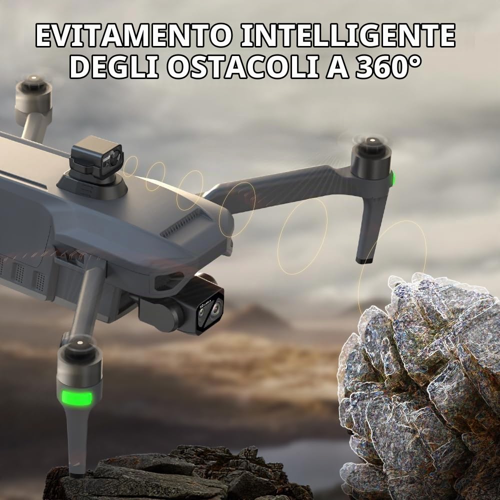 X-Verse SG909 Drone con Telecamera 4K, Schermo RC, Gimbal a 3 Assi, Distanza del Telecomando di 6KM, Evitare gli ostacoli in 4 direzioni, Droni Quadcopter per Adulti (2 Batterie)