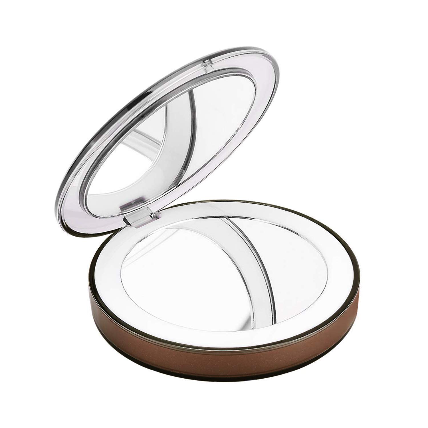 Double-sided LED Lighted Travel Makeup Mirror Daylight LED, Touch Induction, 1X/3X Magnification, USB Charging - Portable, Pocket-size, Handheld Foldable Vanity Cosmetic Mirror, Great for Tra...