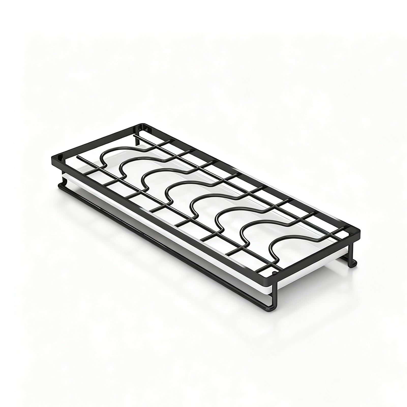 YNIYUJKL 1 Pack Kitchen Dish Drying Rack Countertop Plate Holder Under Sink Nizer Pull Out Dish Drainer Spacesaving Storage Rack With Tray Cabinet Use,Black-A