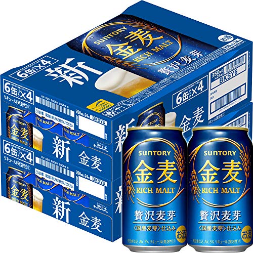 [Amazon限定ブランド] 【新ジャンル/第3のビール】2ケースまとめ買い サントリー 金麦 [ 350ml×48本 ]