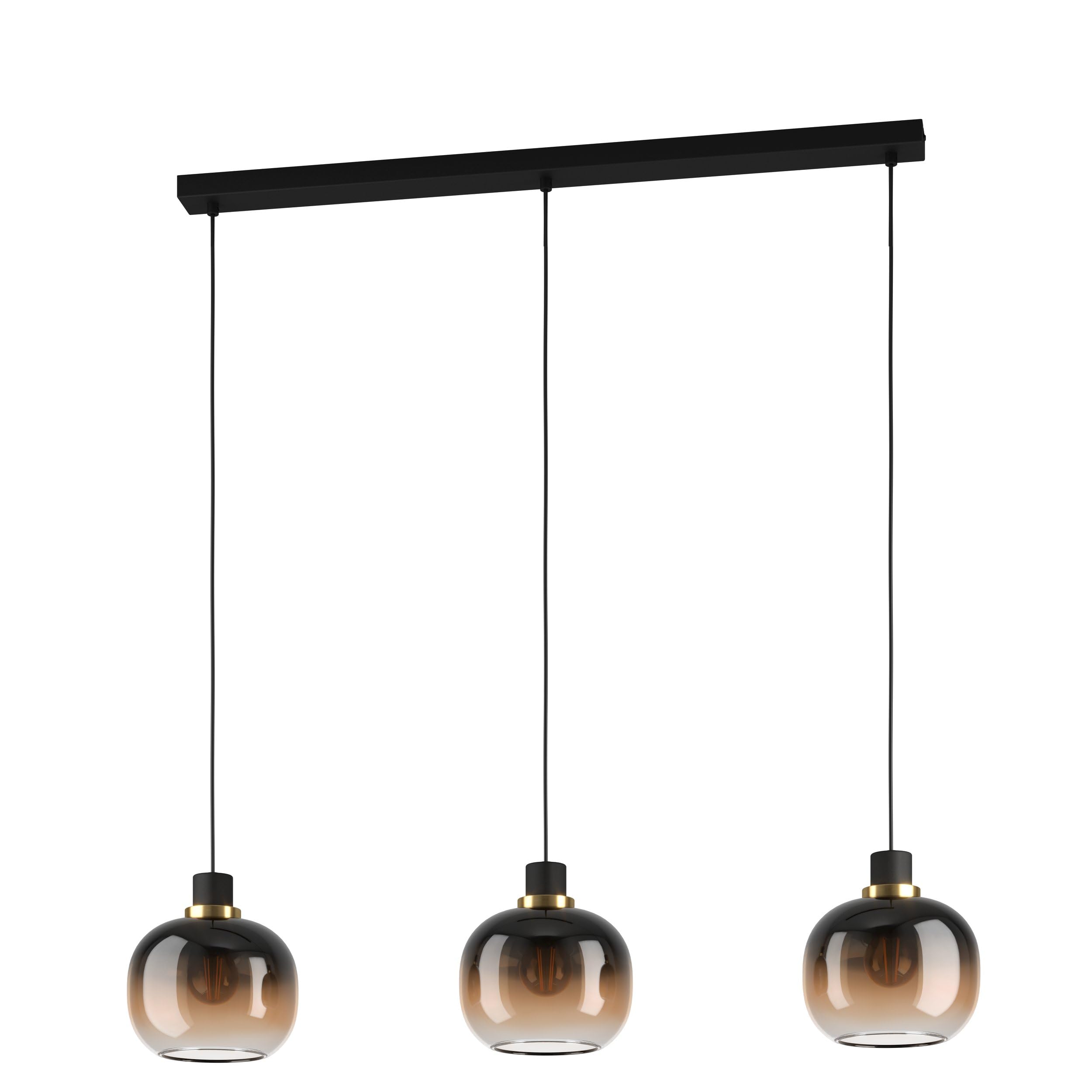 Eglo Unisex Black Oilella Linear & Brown Glass Pendant Light