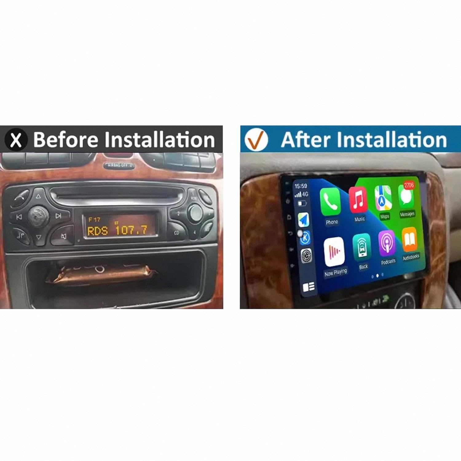 Przenośny Ekran Carplay Systemu Audio dla Mercedes-Benz Vito 2 W639 2004-2012 Bezprzewodowy, Mirror Link, Nawigacja Na Żywo, Asystent Głosowy Siri Gle, Ekran, 4 Rdzeń 1G+32G