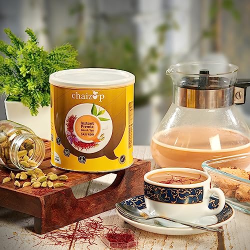 Image of Chaizup Premium 1 Min Instant Saffron Tea Premix - 500g Can | Saffron Flavours | Approx. 35 Servings | 500g