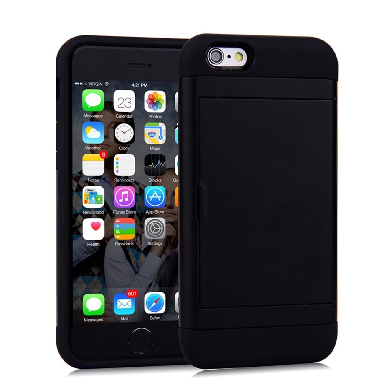 Case for iPhone 6 Case, iPhone 6S Wallet Case, Card Holder Heavy Duty Protective Dual Layer Shockproof Hidden Card Slot Slim Phone Cover Cases for iPhone 6 Black