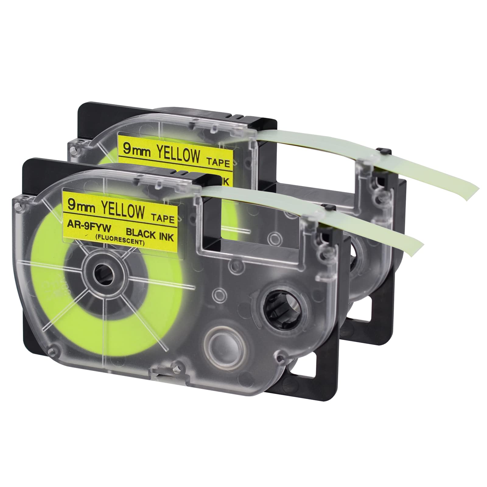 USUPERINK 2 Pack Compatible for XR-9FYW AR-9FYW XR9FYW Black on Fluo Yellow 9mm Label IT Tape Cartridge for KL-G2 KL-60 KL-100 KL-120 KL-750 KL-780 KL