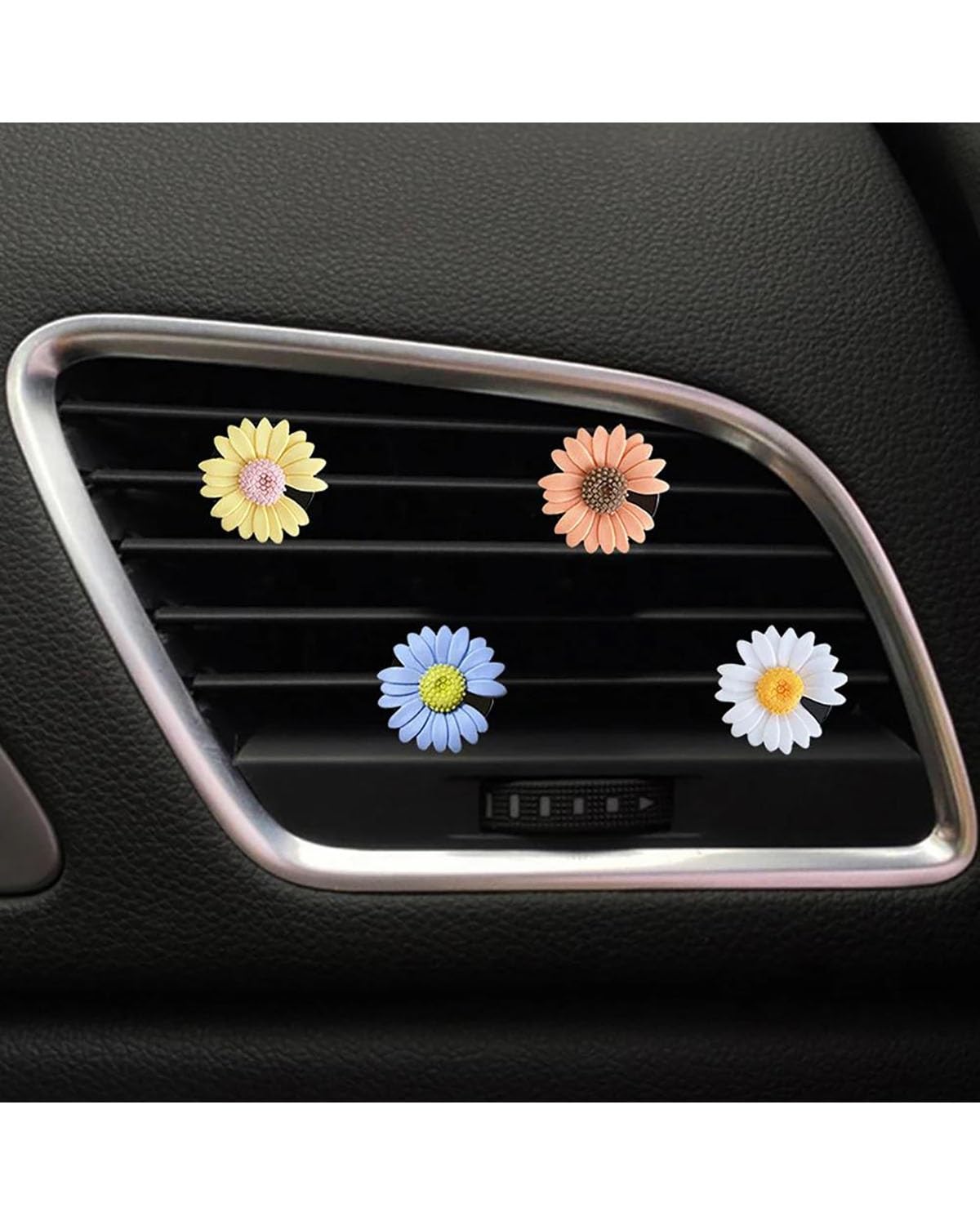 Clip Per Bocchetta D'Aria Auto A Forma Di Margherita, 6 Pezzi + 2 Ricambi Profumati, Deodorante Auto, Accessorio Interno Colorato Per Ragazze