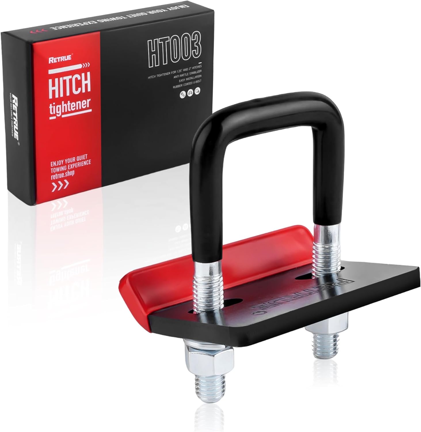 RETRUE Anti Rattle Hitch Tightener 2 in and 1.25 in and RETRUE Trailer Ball Mount Hitch with Hook 2-Inch Ball & Pin