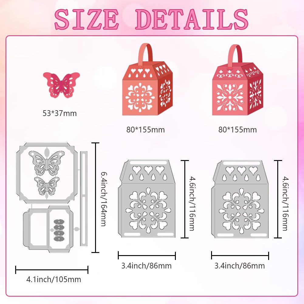 DELORIGIN Hollow Out 3D Candy Box Carbon Steel Cutting Dies Card Scrapbooking Embossing Template Hollow Box Carbon Steel Cutting Stencils for Candy Boxes Paper Case Gift Carton Making - Image 2