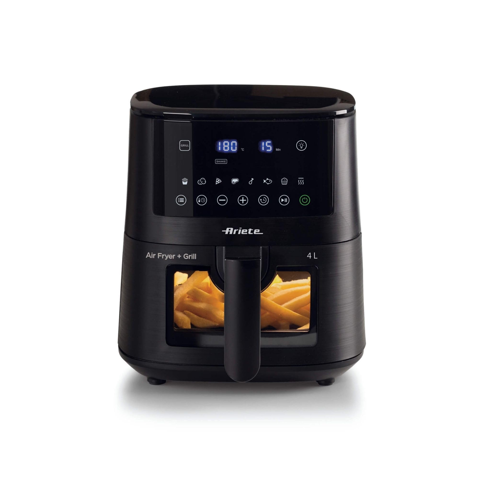 Ariete 4633 Freidora de aire caliente, 1400 W, capacidad 4 l, 9 programas, función batida y barbacoa, temperatura hasta 200 °C, negro