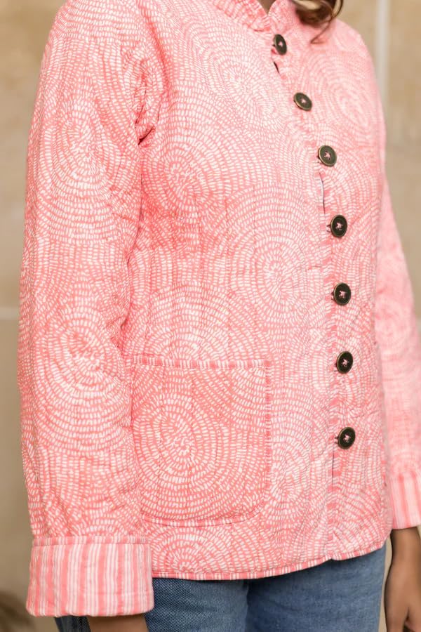 Image of Jackets for women | Cotton Quilted Reversible Short Jacket | Double Sided Warm Outerwear Coat for women |Jacket for women winter wear