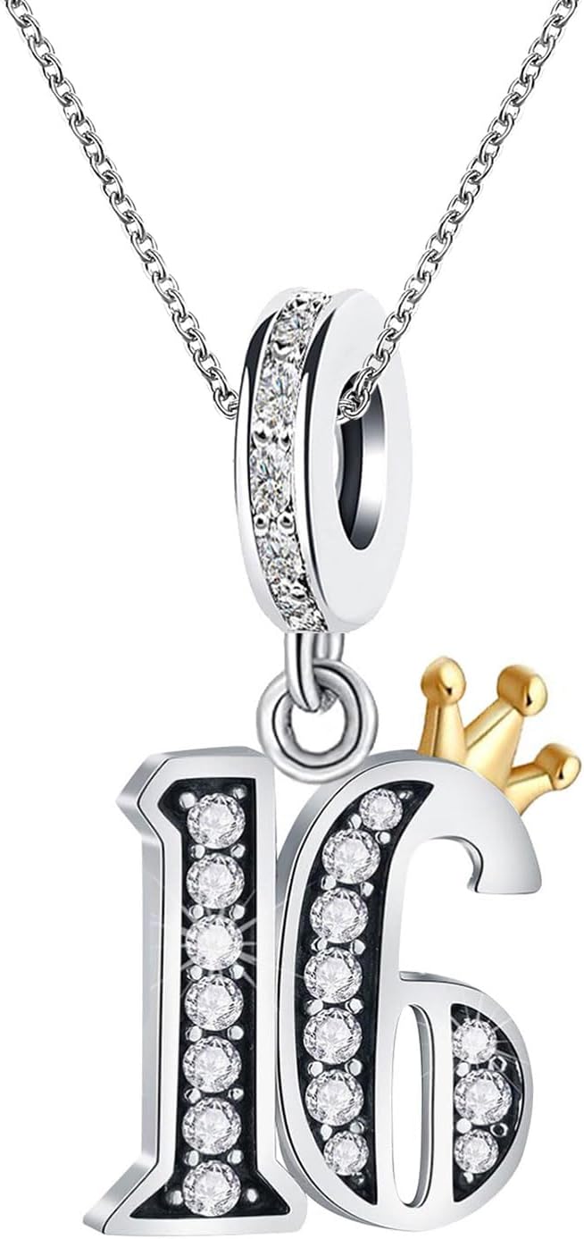 13 16 18 21 30 40 50 60 70 Birthday Necklaces Crown Necklace Jewellery Gifts for Women Dainty Adjustable Love Heart Pendant Necklaces