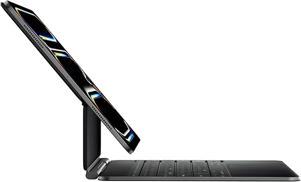حافظة لوحة مفاتيح doqo لجهاز iPad Pro مقاس 13 بوصة M5 2025/M4 2024 حافظة لوحة مفاتيح مغناطيسية على الطراز السحري مع لوحة تتبع متعددة اللمس نحيفة 7 ألوان بإضاءة خلفية من سبائك الألومنيوم باللون الأسود