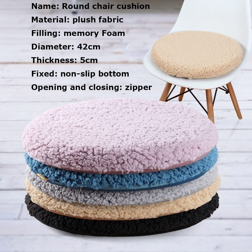 Lot de 2 coussins de chaise ronds en mousse à mémoire de forme doux et épais pour maison, jardin, terrasse, bureau ou voiture – 42 cm couleur camel