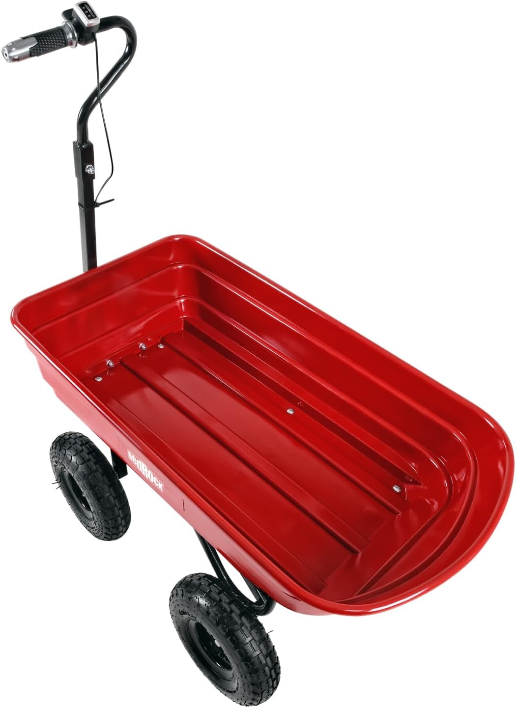 Four-Wheeled Electric Garden Cart Black+Red Unique Dumping Function Durable Outdoor Tool