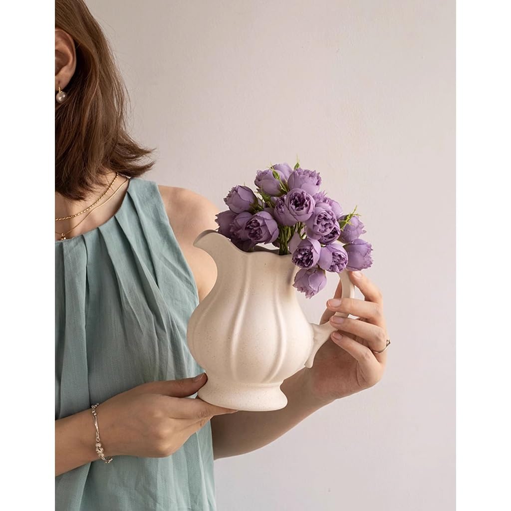 2 Vasi In Ceramica Bianca Per Fiori Secchi - Decorazione Boho Per Casa, Salotto O Cucina - Foto 5